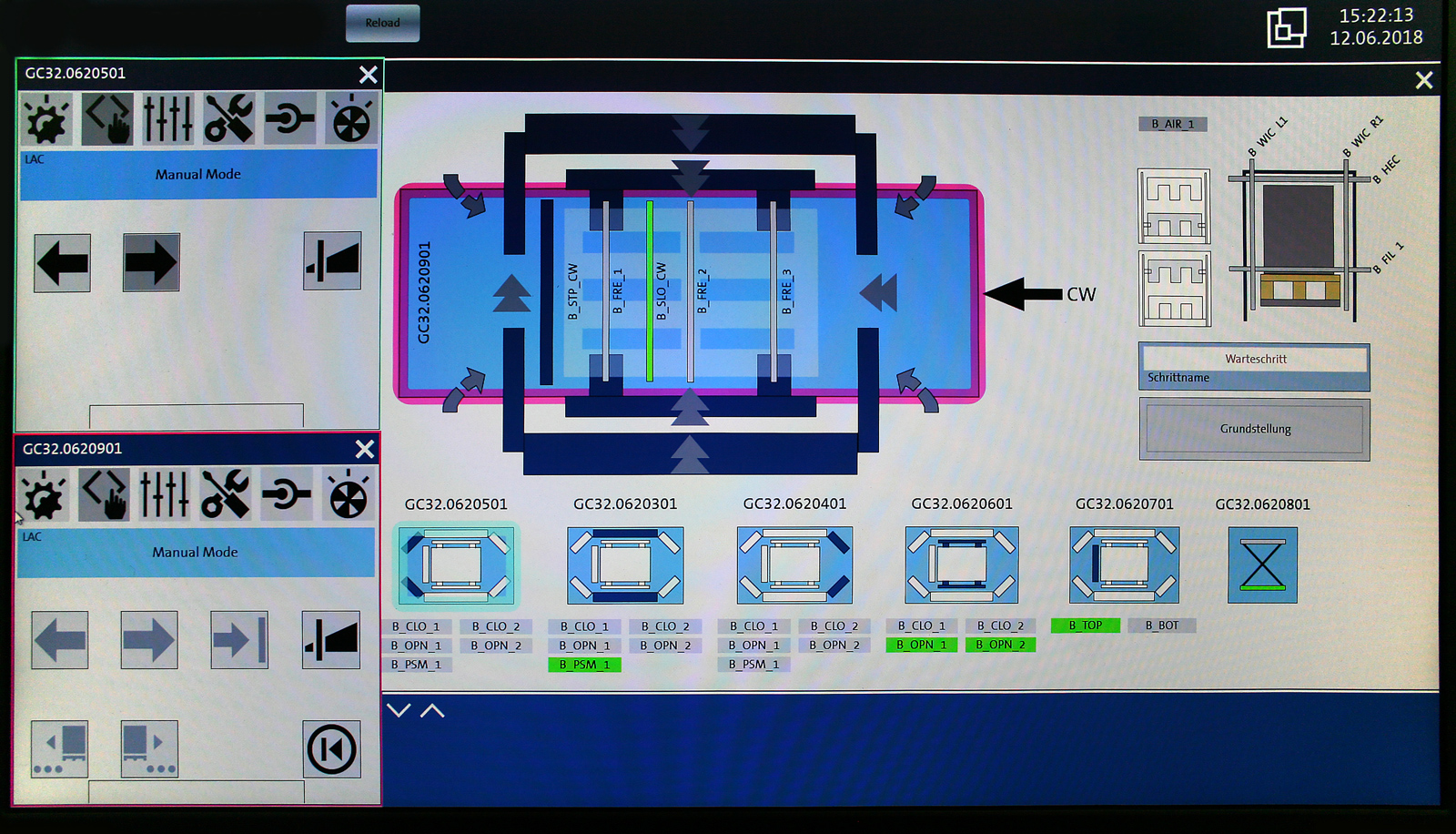 Software-Oberfläche Palettenwechsler